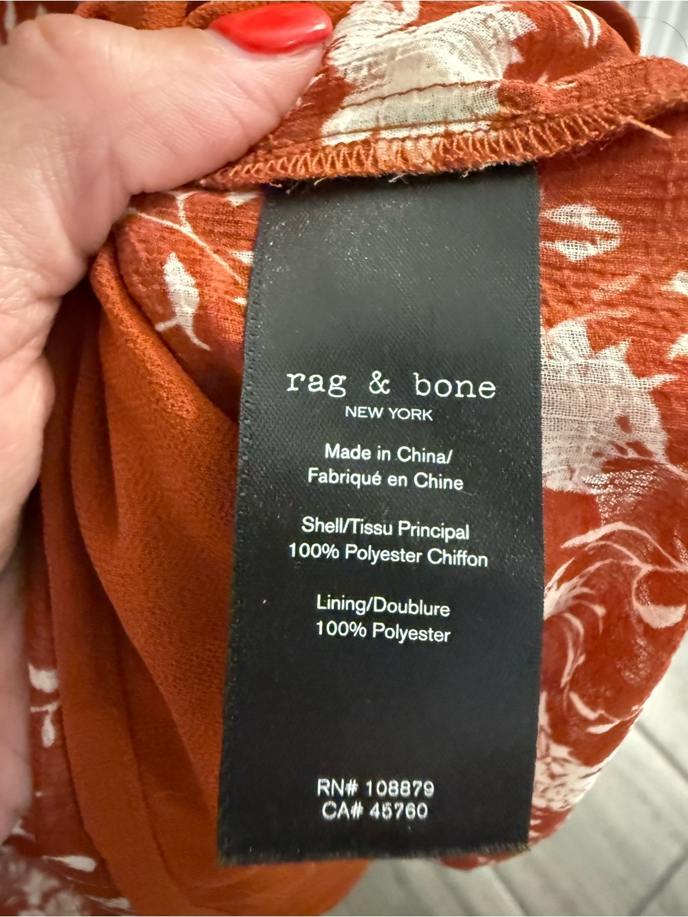 Women's Rag & Bone Elysse Midi Dress in Rust Floral Chiffon Size Small - Picture 10 of 13